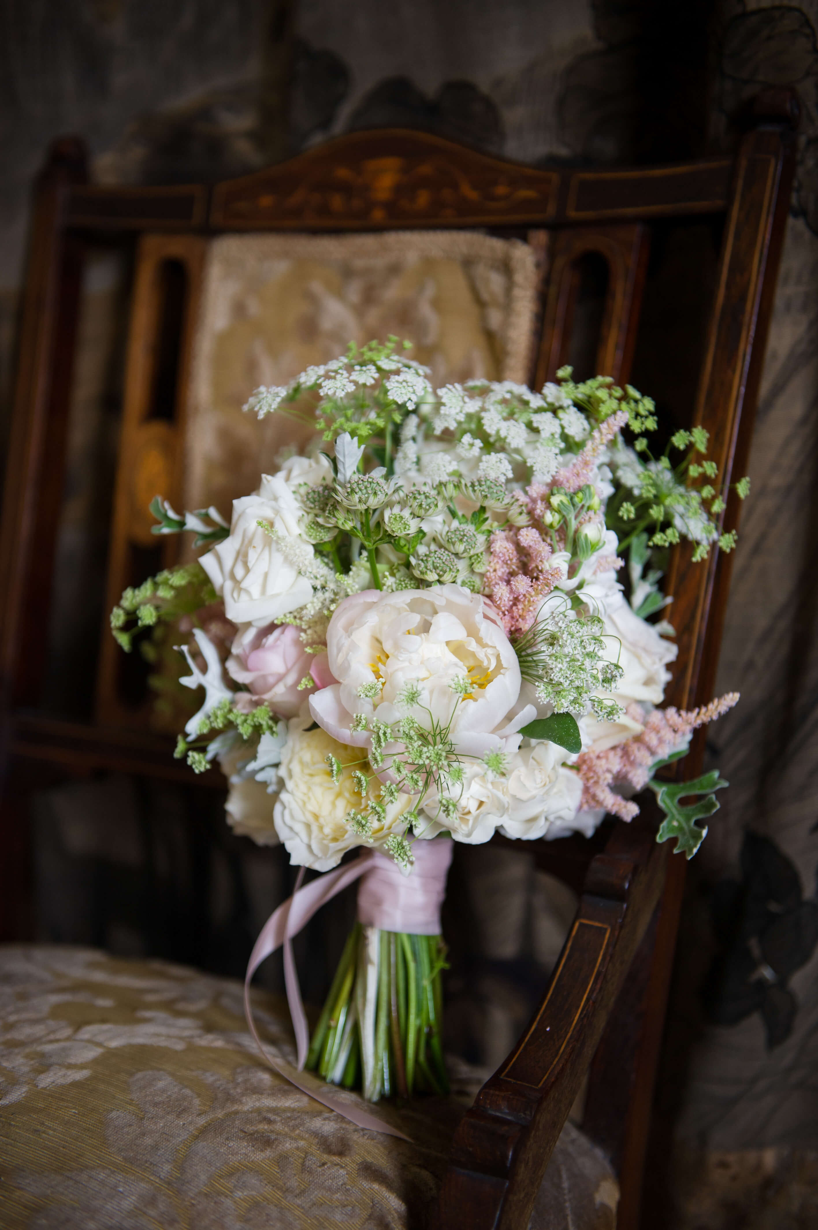 A beautiful floral wedding bouquet at Voewood House